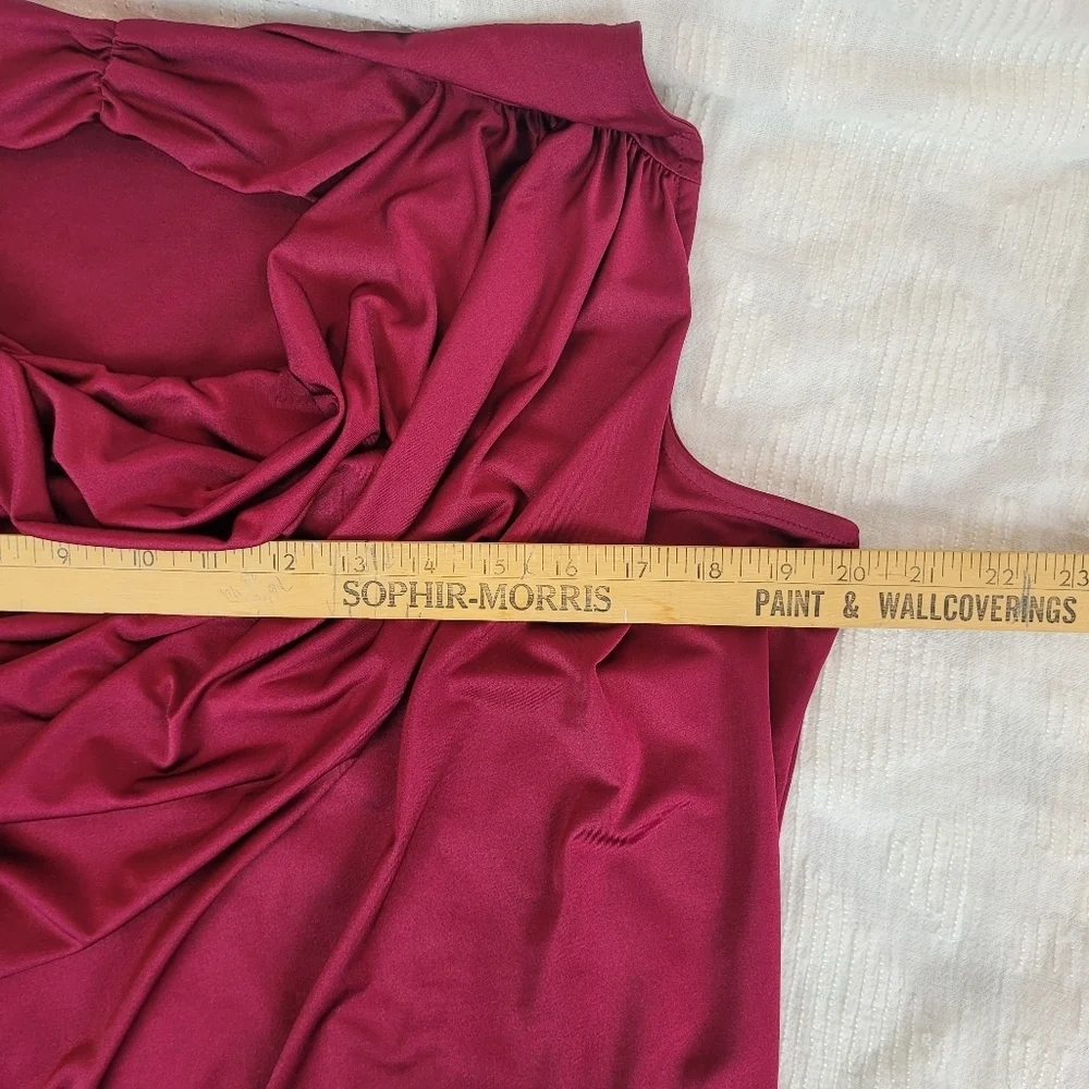 H&M burgundy scoop neck drape front sleeveless dress Y2K indie sleaze slinky L - Picture 8 of 9